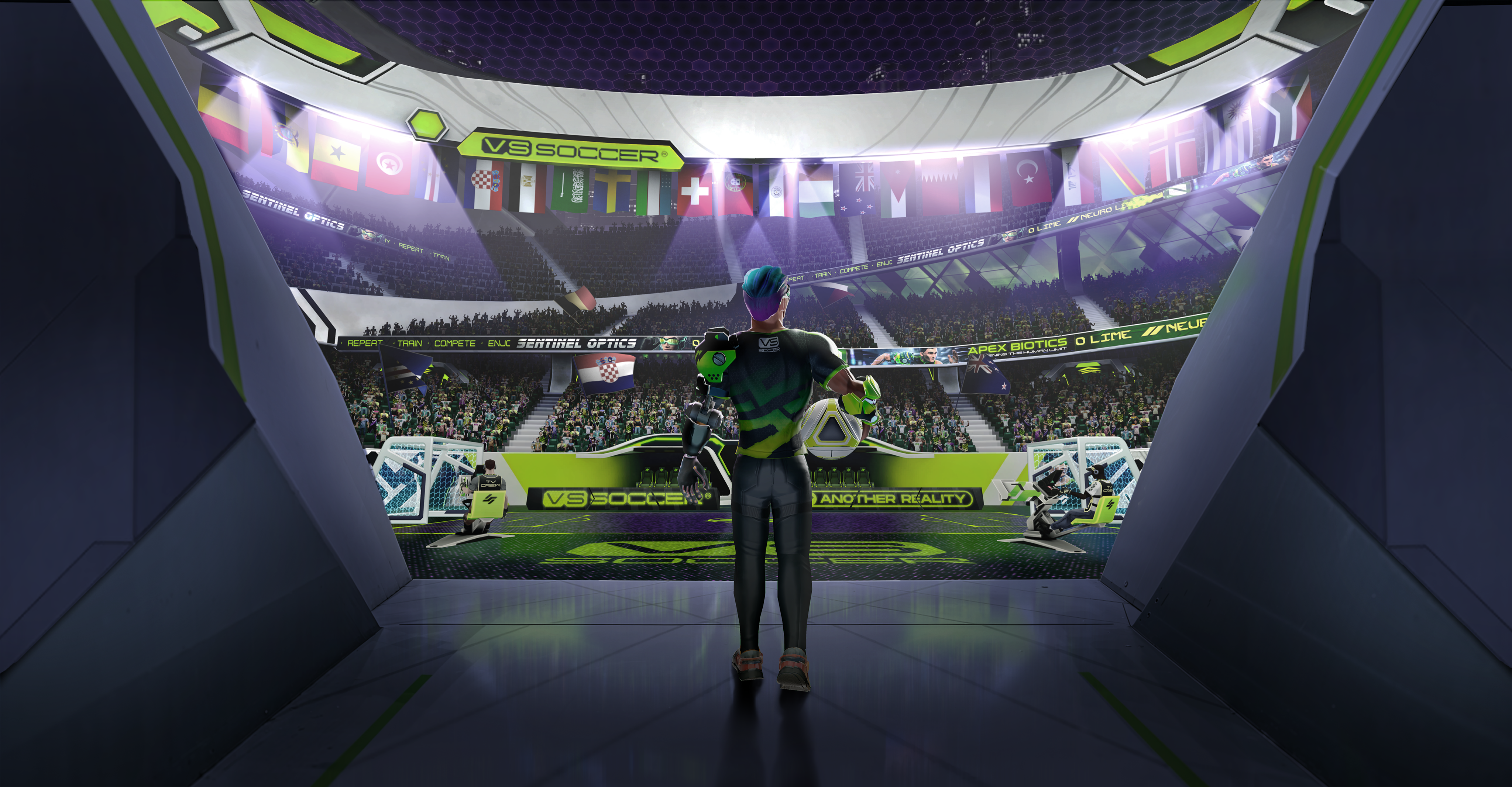 A player walking into the BeFootball stadium
