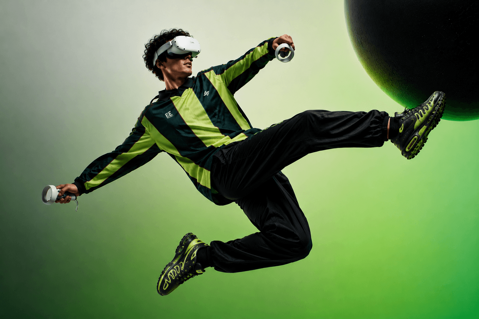Player performing an acrobatic kick in VSSoccer