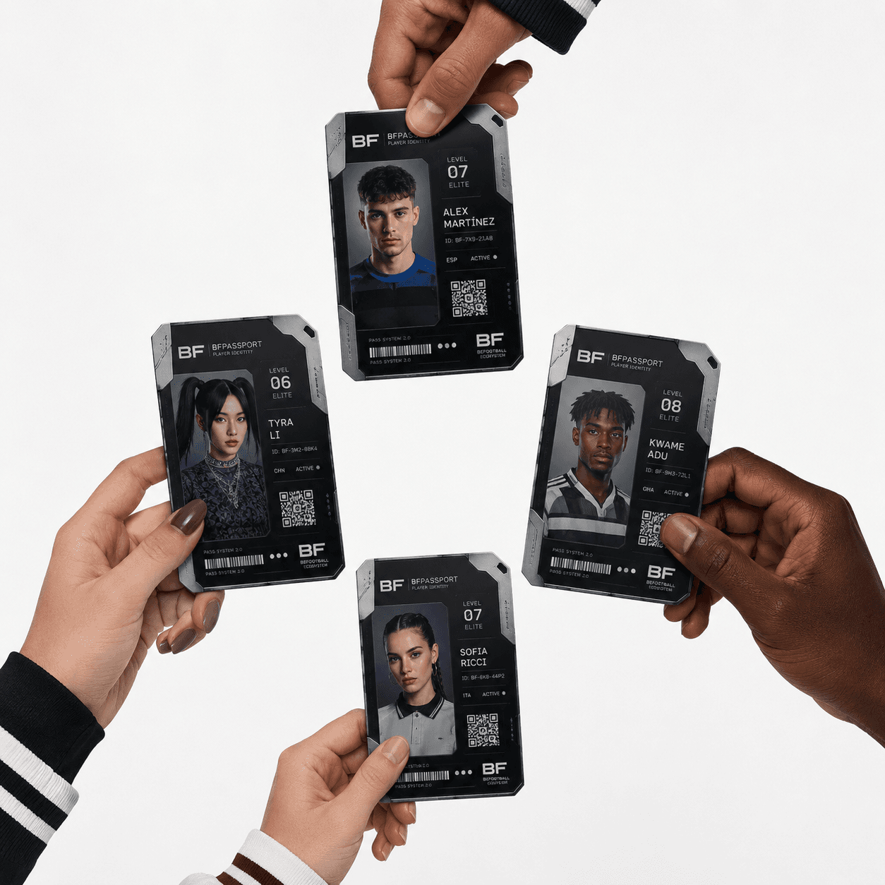 BeFootball Affiliate holding Passport cards