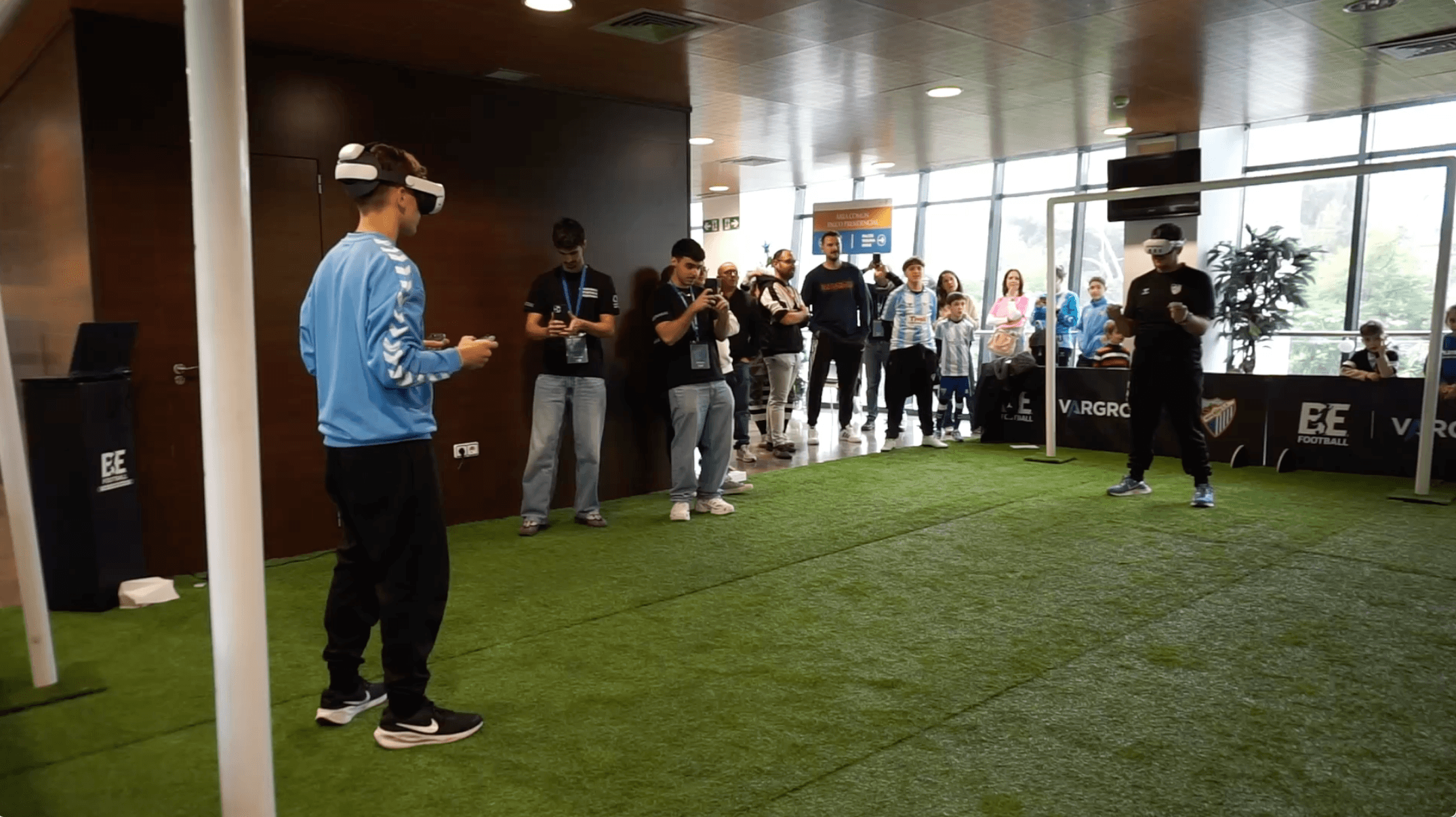 Málaga CF fans competing in VSoccer at the Christmas event