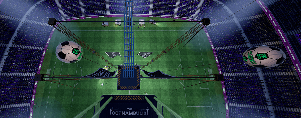 Footnambulist immersive experience — stadium viewed from suspended structures